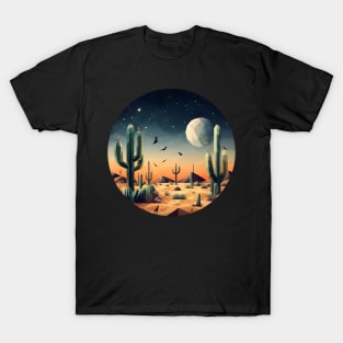 Polygonal Desert with Cactus T-Shirt